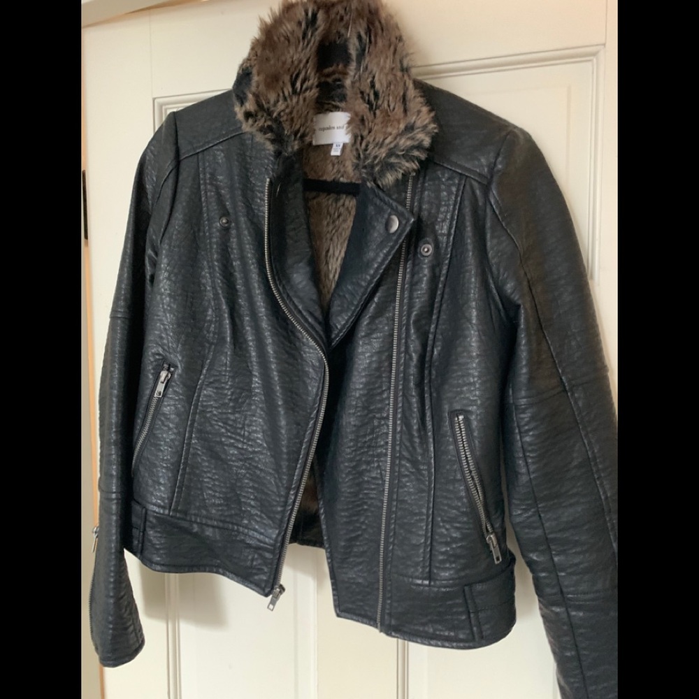 Leather and fur cupcakes and cashmere Moto jacket